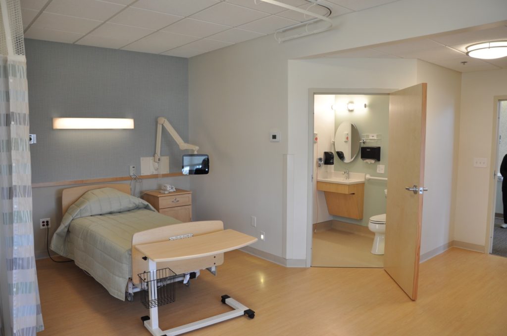Sweetland Unit at D'Youville Life and Wellness Community has semi-private rooms with their own personal bathrooms.